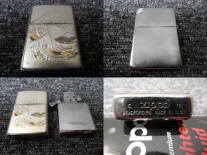 Zippo・ライター・葛飾北斎・東海道・波・富士山・彫 / 刻印 ・ C 18・2018年頃