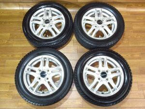 BSバルミナSR5 4J-13 off+45 100/4H iG30 155/65R13 13インチアルミホイール+スタッドレスタイヤ4本 ワゴンR/ゼスト/ライフ/モコ/パレット