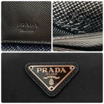 H526 【美品】PRADA プラダ テスートナイロン 二つ折り 財布 ウォレット 小銭入れ 札入れ カード入れ レディース メンズ ブラック系 _画像7