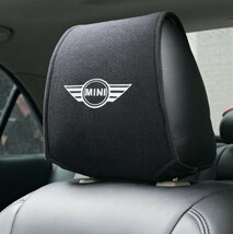 新品 BMW MINI ミニ 車のヘッドレストカバー 専用車ロゴ シートヘッド枕カバー プロテクター ネックピローカバー アクセサリー 2点セット_画像1