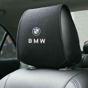 新品 BMW 車のヘッドレストカバー 専用車ロゴ シートヘッド枕カバー プロテクター ネックピローカバー アクセサリー 2点セットの画像1