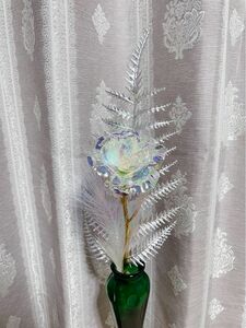 デコトラ　花瓶用メッキ造花　オーロラローズクリア　トラック
