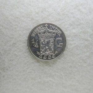 【送料６３円】 オランダ領東インド　1/4グルデン銀貨　１９３９年