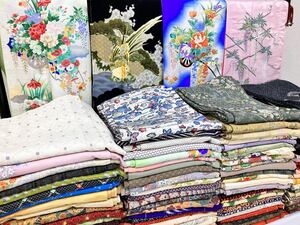 着物おきな★訪問着 小紋など まとめて100点 花柄 辻が花 刺繍など 全て化繊 洗える着物 着用可能あり★3