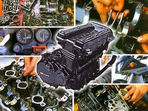 GPz900R オーバーホール 掲載 雑誌　ニンジャ NINJA エンジン ヘッド シリンダー クラッチ クランクケース マフラー 組立て フレーム 補強