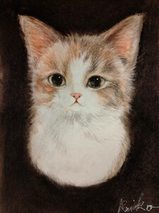 猫のイラスト　手描きイラスト　水彩画　インテリア　B6サイズ