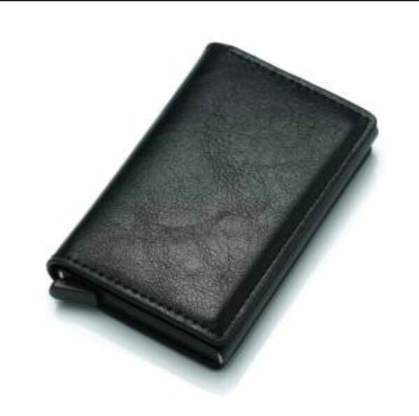 財布 スライドケース 名刺入れ ブラック カードケース レザー 便利