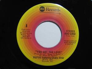 【7”】 RUFUS FEATURING CHAKA KHAN / YOU GOT THE LOVE US盤 ルーファス ユー・ガット・ザ・ラヴ