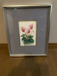 希少 格安　伝統工芸　七宝焼き　七宝の栞　絵　額　花　フラワー　陶磁　保管品 骨董 レトロ アンティーク