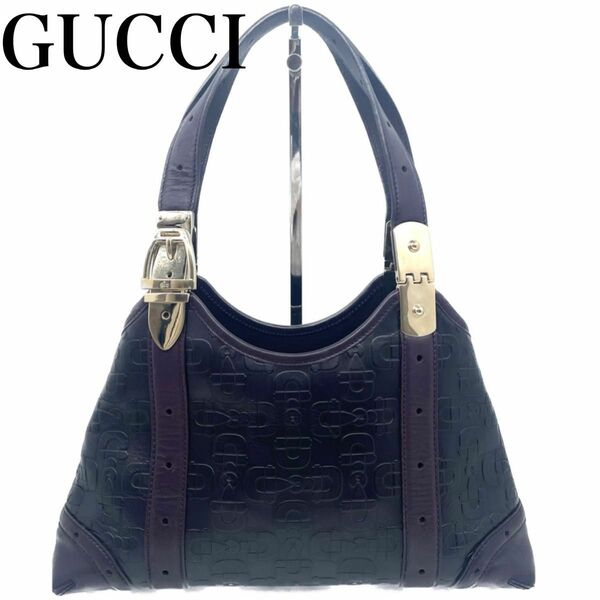 GUCCI グッチ　ホースビット　ハンドバッグ　パープル