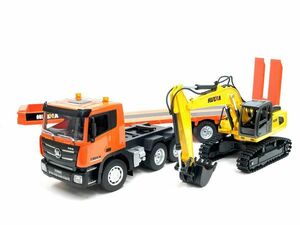  super BIG size! total length 715mm 2.4GHz 1/24 scale large heavy equipment forwarding trailer & power shovel radio-controller set * safety loader 