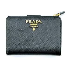プラダ 1ML018 サフィアーノ レザー 二つ折り財布 ブラック/レッド