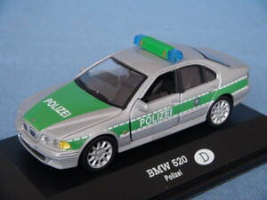 ホンウェル1/43限定品BMW4代目520セダンE39型POLIZEIドイツ・ポリスカー銀/緑ツートン・美品/ブリスター付・日本未輸入