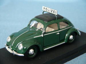 伊RIOリオ1/43限定品VW旧型ビートル・オーバルウィンドーPOLIZEI/スイス・ドイツ語圏ポリスカー深緑・美品/オリジナル箱付