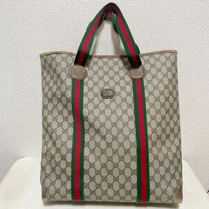 GUCCI(グッチ) トートバッグ GGキャンバス オールドグッチ シェリーライン ベージュ 中古