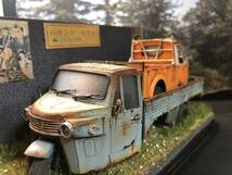 昭和レトロな風景 1/32 マツダ K360 ダイハツ CM10T 旧車 自作ジオラマ完成品 ケース付_画像5