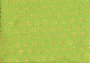 金襴織物　黄緑　梅鉢　69㎝×１ｍ