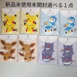 ヘアクリップ イーブイ　ピカチュウ　ゲンガー　ポッチャマ　ポケットモンスター　ポケモン　前髪クリップ　新品未使用未開封選べる１点