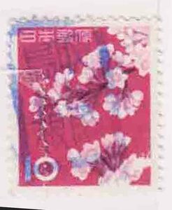 （４８２）日本切手・１０円桜・紫ローラー・鳥取根雨・