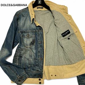 超希少品◎50サイズ!! ドルチェ&ガッバーナ【漢の戦闘服】DOLCE&GABBANA デニム ジャケット ジージャン コットン100% イタリア製◎メンズ