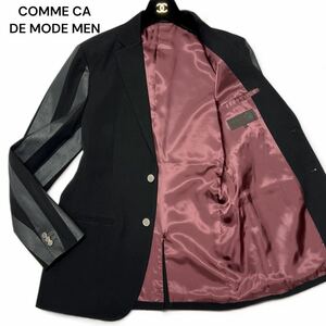 未使用級◎希少モデル!! Lサイズ コムサでモード【圧巻のデザイン】COMME CA DU MODE MEN 銀ボタン ジャケット 切り替え ブラック◎メンズ