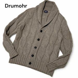 美麗品◎カシミア100% 48サイズ!!ドルモア【サラリとした肌触り】Drumohr ショールカラー ケーブル ニット カーディガン ベージュ◎メンズ