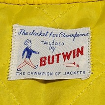 60S 70S butwin バトウィン ナイロンスタジャン ジャケット USA ビンテージ アメカジ 古着 ネイビー イエロー L XL _画像4