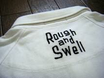 超伸縮/良品〇rough＆swell シャツ L オール刺しゅうロゴ カモノハシ 白色_画像5