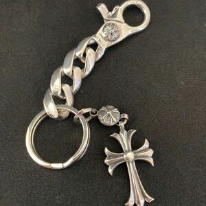  silver 925 Cross key chain silver key holder Cross charm attaching 