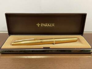 【B13044CK】高級万年筆 PARKER パーカー F 14K 14K(585) 金ペン バレル ゴールドカラー ペン先 筆記用具 筆記未確認