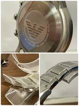 【B13064CK】ほぼ未使用 EMPORIO ARMANI エンポリオ アルマーニ 腕時計 AR-2448 クロノグラフ 青文字盤 シルバーカラー クォーツ 不動_画像9