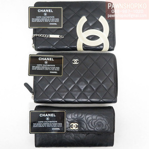 シャネル CHANEL カンボン マトラッセ カメリア オーガナイザー ラウンドファスナー 二つ折り長財布 まとめ売り 難有品 [質イコー]