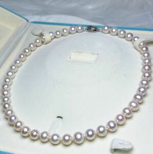 花珠級本真珠ネックレス9.5mm ホワイトピンク　天然パールネックレス42cm SILVER 