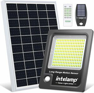 intelamp solar light outdoors person feeling sensor LED light 12000mAh high capacity battery 170LED light bundle maximum 2000 lumen powerful high sensitive person feeling sensor ( white )