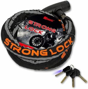 ENGG バイクロック スチールリンクロック 直径24mmx1800mm ワイヤーロック 二重防塵 ウェーブキー４本付き LEDライト付 1800mm 盗難防止 