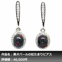 【1円新品】イケゾエガレ｜4.00ct 天然ブラックオパール ダイヤモンド K14WG仕上ピアス｜作家モノ｜本物保証｜NGL鑑別対応_画像1