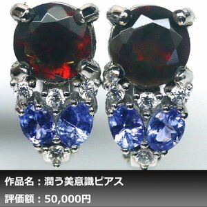 【1円新品】イケゾエガレ｜4.50ct 天然ブラックオパール&タンザナイト ダイヤモンド K14WG仕上ピアス｜作家モノ｜本物保証｜NGL鑑別対応