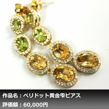 【1円新品】イケゾエガレ｜9.50ct 天然ゴールデンシトリン&ペリドット ダイヤモンド K14YG仕上ピアス｜本物保証｜作家モノ｜NGL鑑別対応_画像1