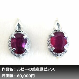 【1円新品】イケゾエガレ｜6.00ct 天然ピジョンブラッドルビー ダイヤモンド K14WG仕上ピアス｜作家モノ｜本物保証｜NGL鑑別対応