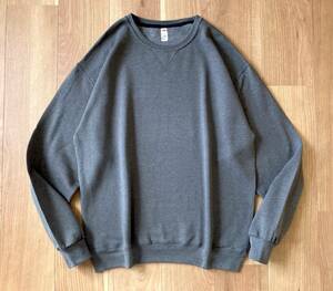  fine quality cotton / FRUIT OF THE LOOM / oversize sweat pull over / charcoal gray / L size /