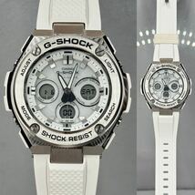 極美品 G-SHOCK GST-W310-7AJF G-STEEL/Gスチール タフソーラー電波受信 電波ソーラー マルチバンド6 メタルベゼル ホワイト アナデジ_画像3