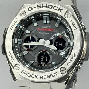 極美品 G-SHOCK GST-W110D-1AJF G-STEEL/Gスチール タフソーラー 電波受信 電波ソーラー マルチバンド6 メタルバンド 反転液晶 アナデジ