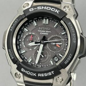 極美品 G-SHOCK MTG-1200-1AJF MT-G タフソーラー 電波受信 電波ソーラー マルチバンド6 ブラック シルバー メタルバンド クロノグラフ