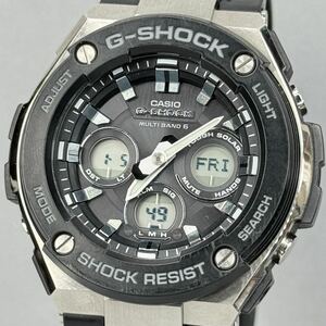 美品 G-SHOCK GST-W300G-1AJF Gスチール G-STEEL タフソーラー 電波受信 電波ソーラー マルチバンド6 ブラック シルバー アナデジ