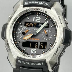 美品G-SHOCK GW-2500-1AJF スカイコックピット タフソーラー 電波受信 電波ソーラー マルチバンド6 アナデジ ブラック オレンジ 反転液晶