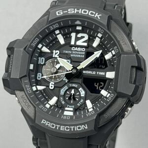 極美品G-SHOCK GA-1100-1AJF SKYCOCKPIT スカイコックピット アナログ/デジタル アナデジ ブラック 反転液晶 方位/温度計測 ツインセンサー