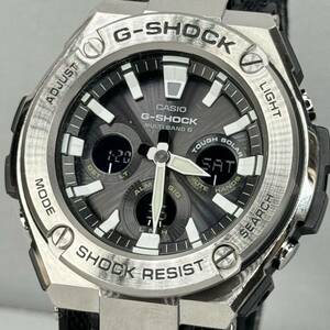 美品G-SHOCK GST-W330C-1AJF G-STEEL Gスチール タフソーラー 電波受信 電波ソーラー マルチバンド6 アナログ/デジタル ブラック 反転液晶 