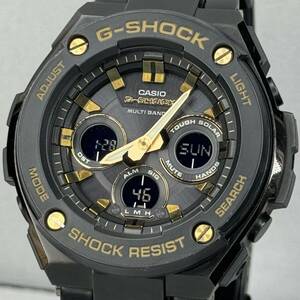 極美品 G-SHOCK GST-W300BD-1AJF Gスチール G-STEEL タフソーラー 電波受信 電波ソーラー マルチバンド6 ブラック ゴールド メタルバンド