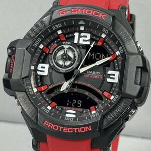 美品 G-SHOCK GA-1000-4BJF SKY COCKPIT スカイコックピット アナデジ ブラック レッド 反転液晶 方位/温度計搭載 ツインセンサー 