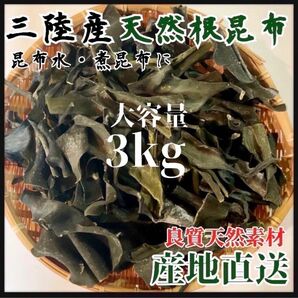 【岩手県産・産地直送】天然根昆布　大容量3kg　乾燥昆布　おしゃぶり昆布　乾物　最高級出汁取り　煮物にも最適